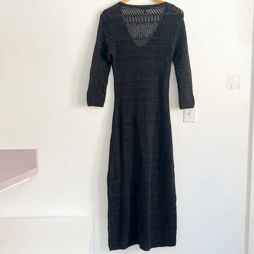 Rag & Bone Renee Crochet Knit Midi Dress Black NWOT